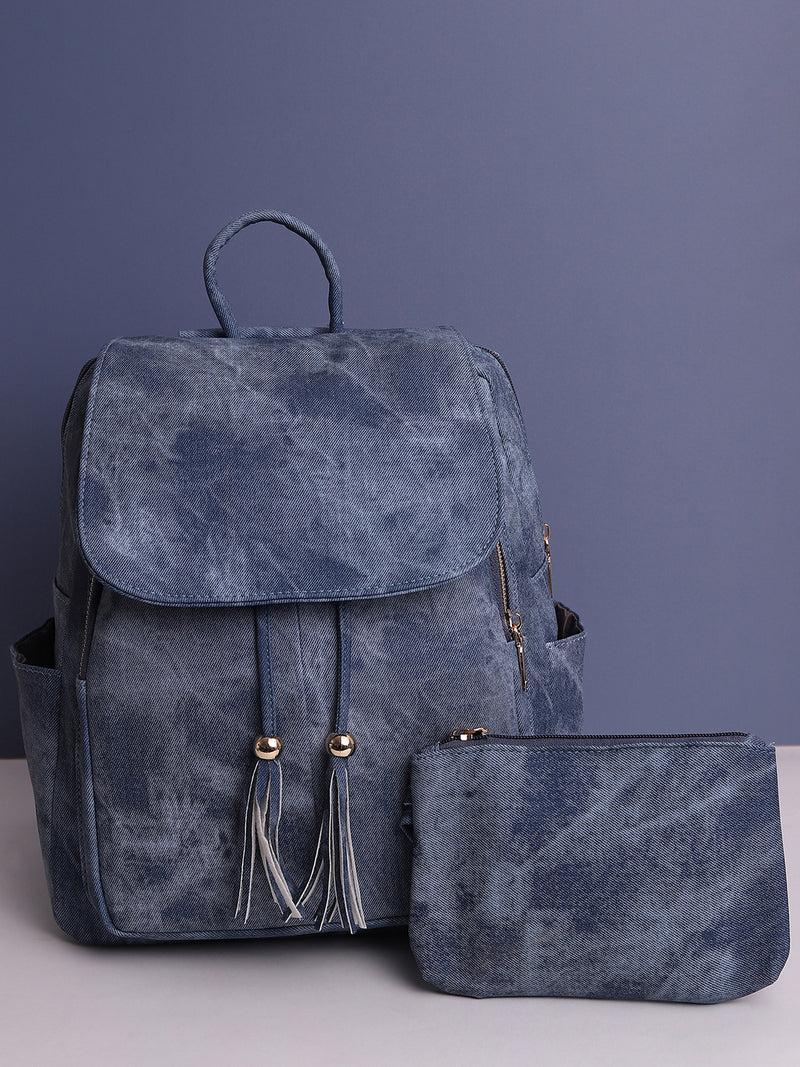 Explorer's Essential Shaded Blue Backpack With Pouch