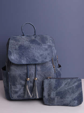 Explorer's Essential Shaded Blue Backpack With Pouch