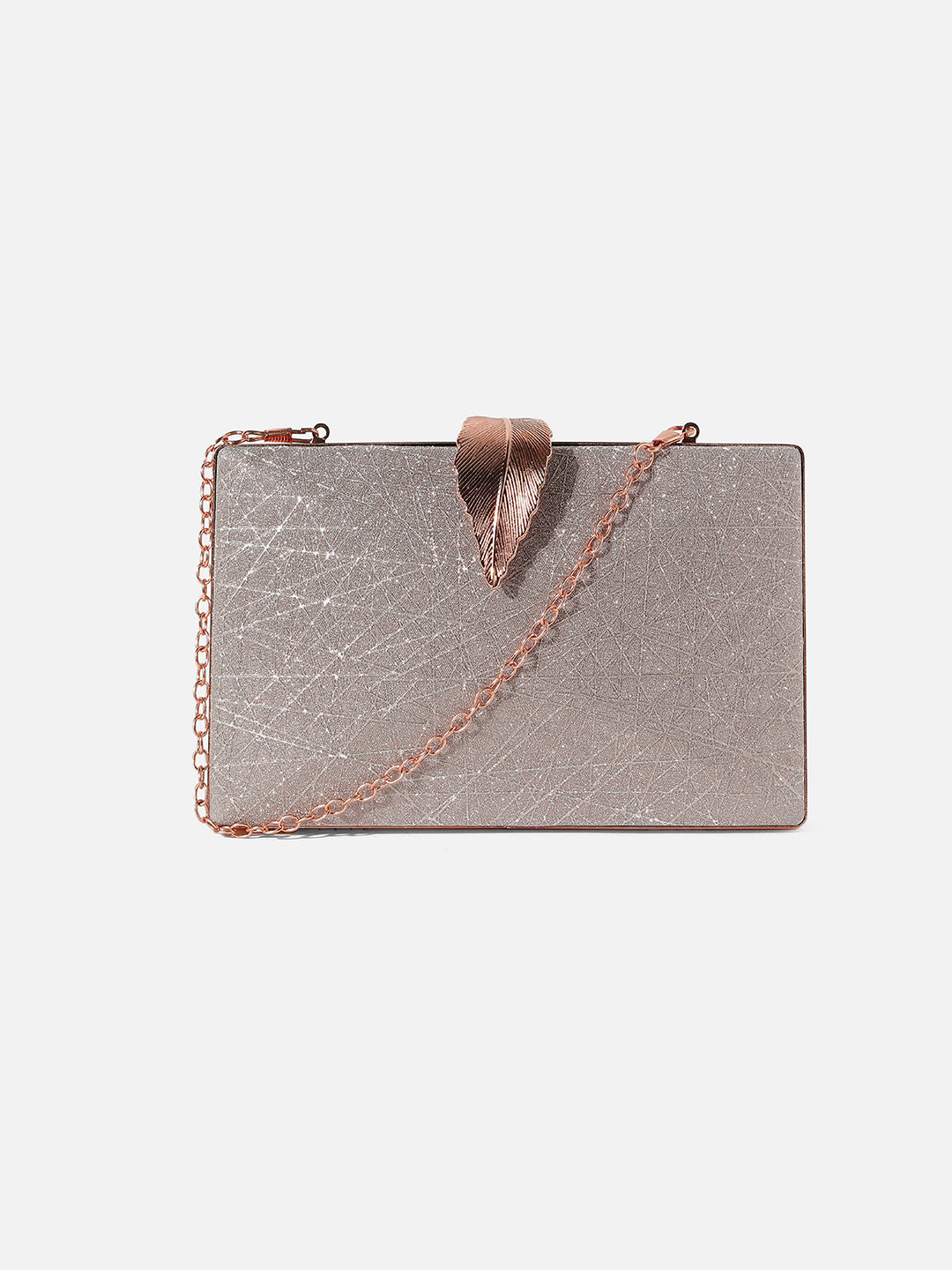 Gold Textured Vegan Leather Clutch