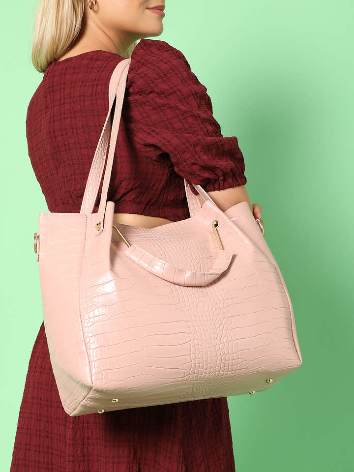 Scale Peach Pink Handbag Set