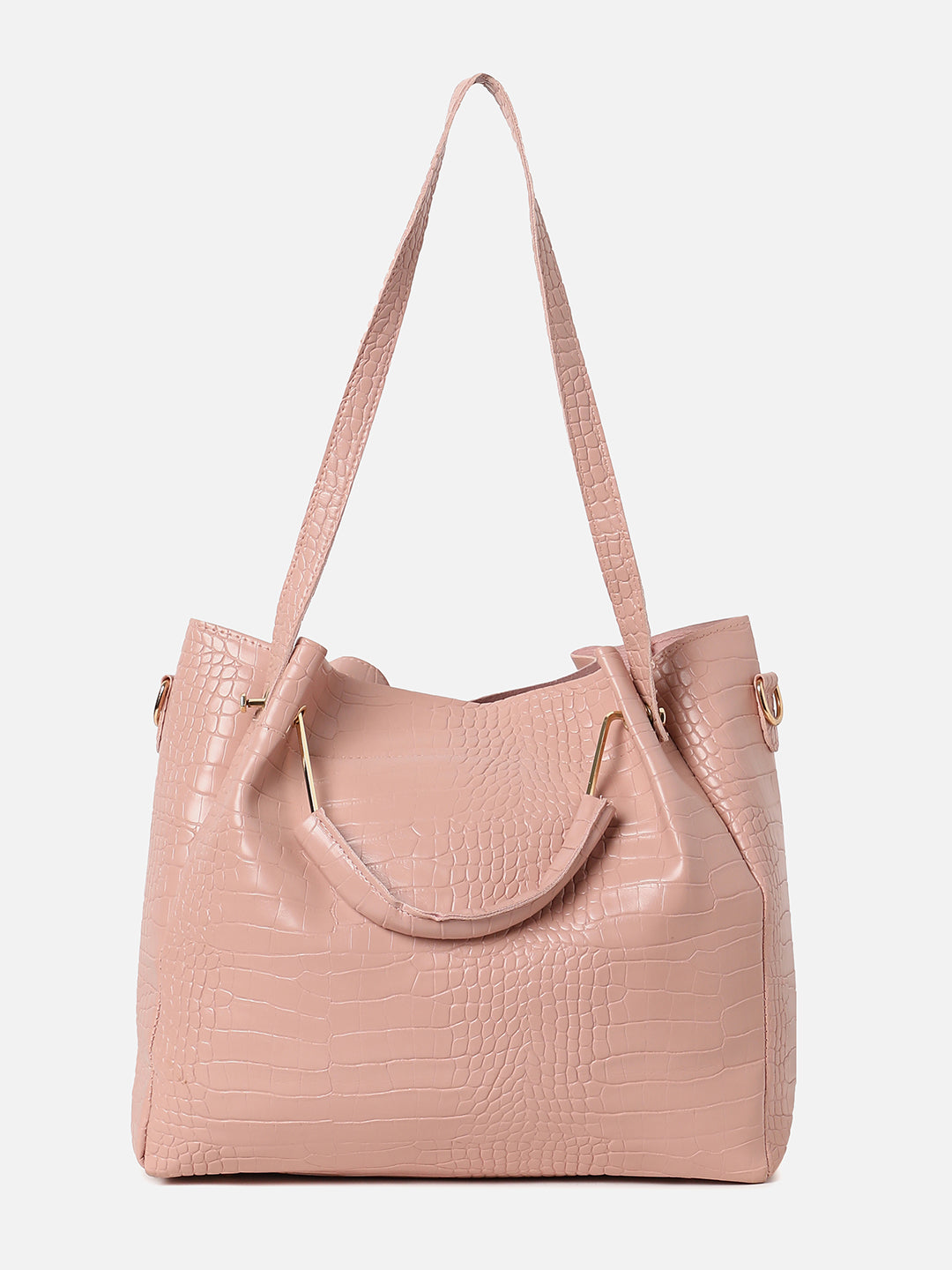 Croc Peach Pink Handbag Set