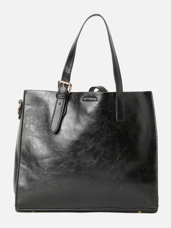Phantom Black Handbag With Pouch Set