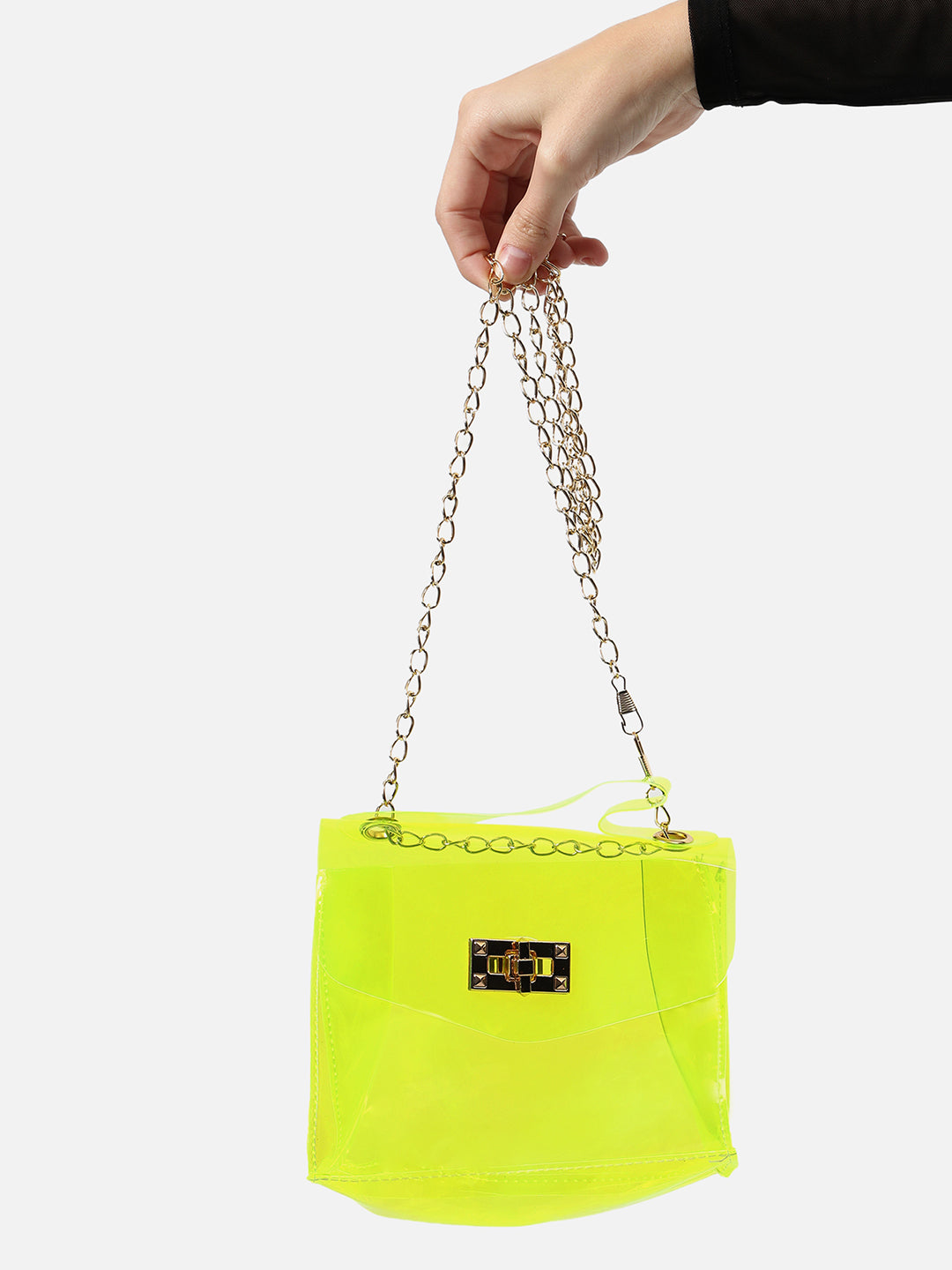 TRANSPARENT NEON YELLOW SLING BAG