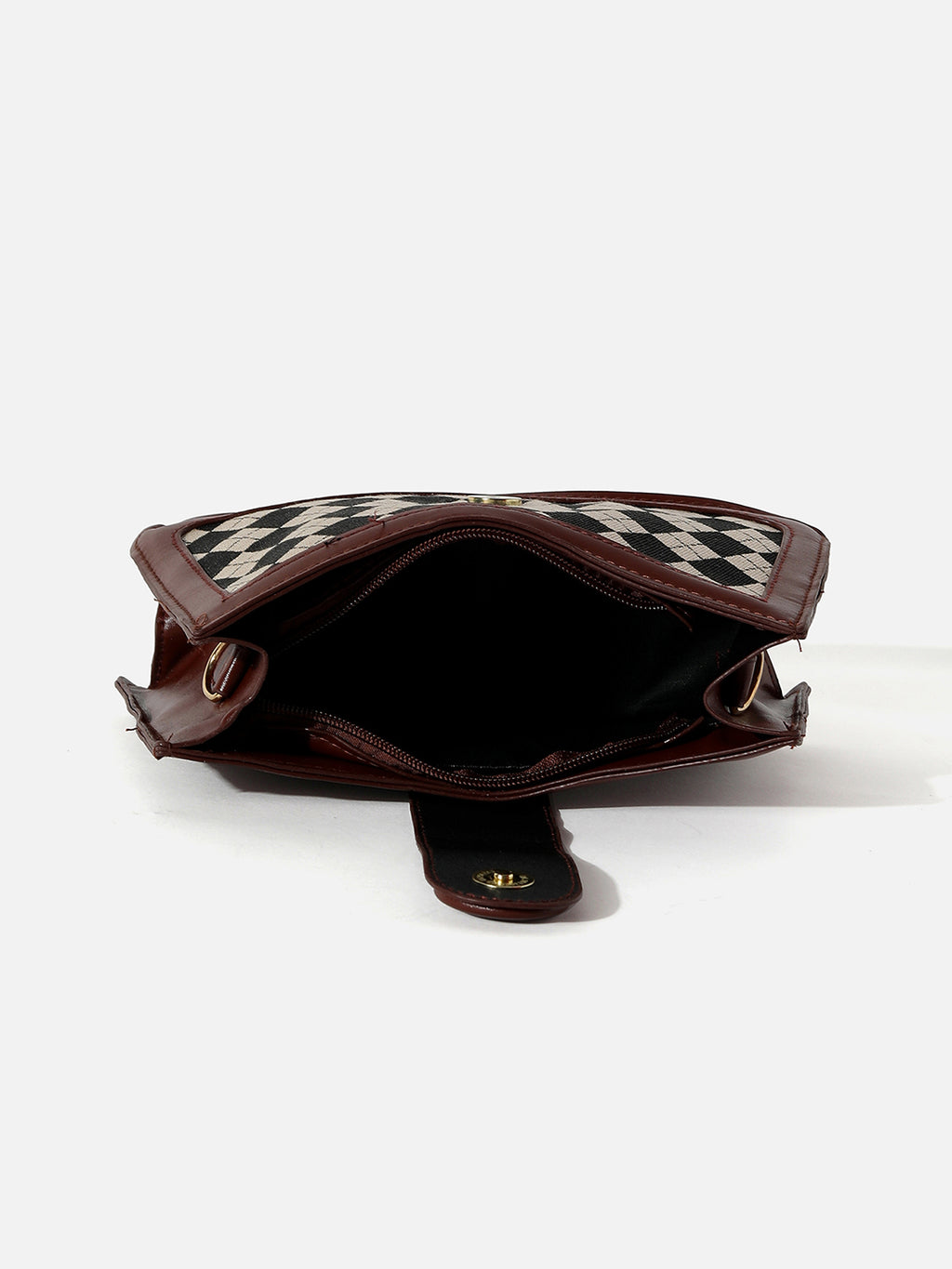 BROWN & MULTICOLOUR SOLID VEGAN LEATHER SHOULDER BAG