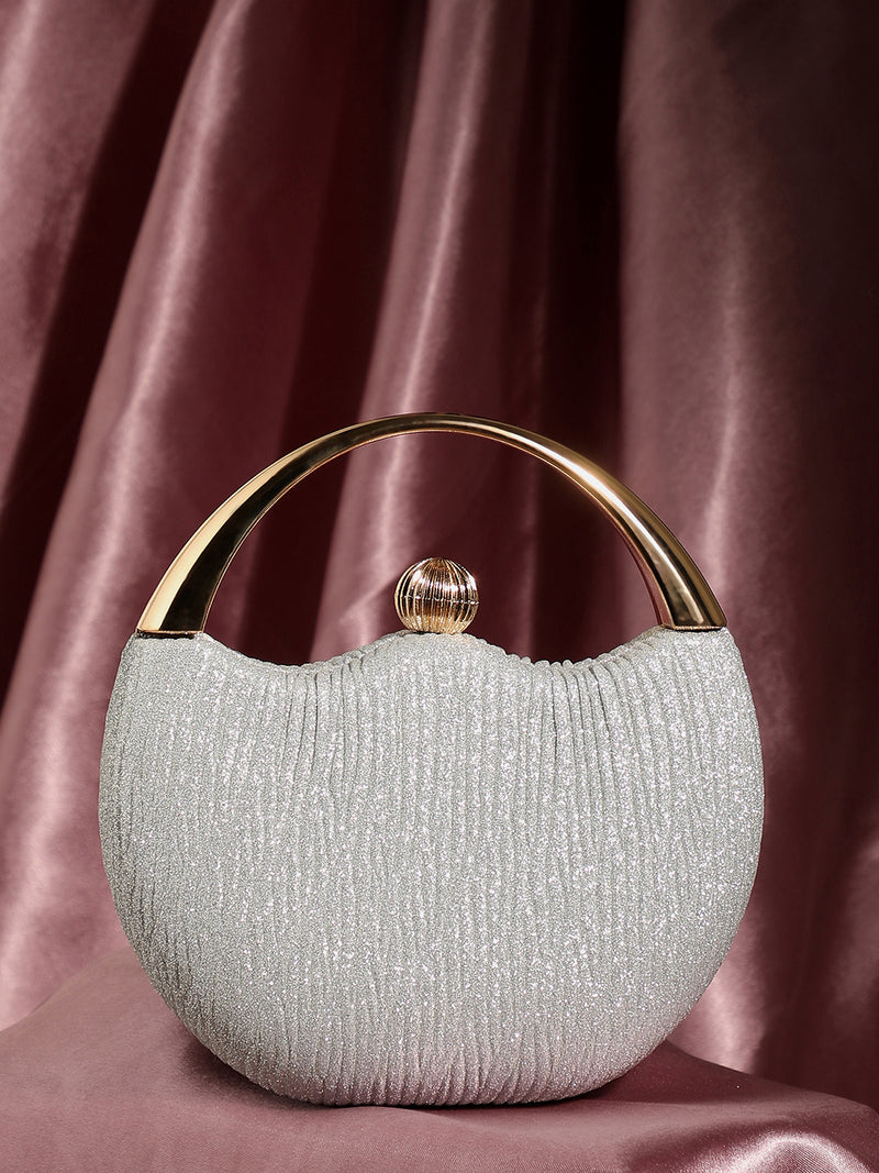 Glimmering Glitz Silver Clutch