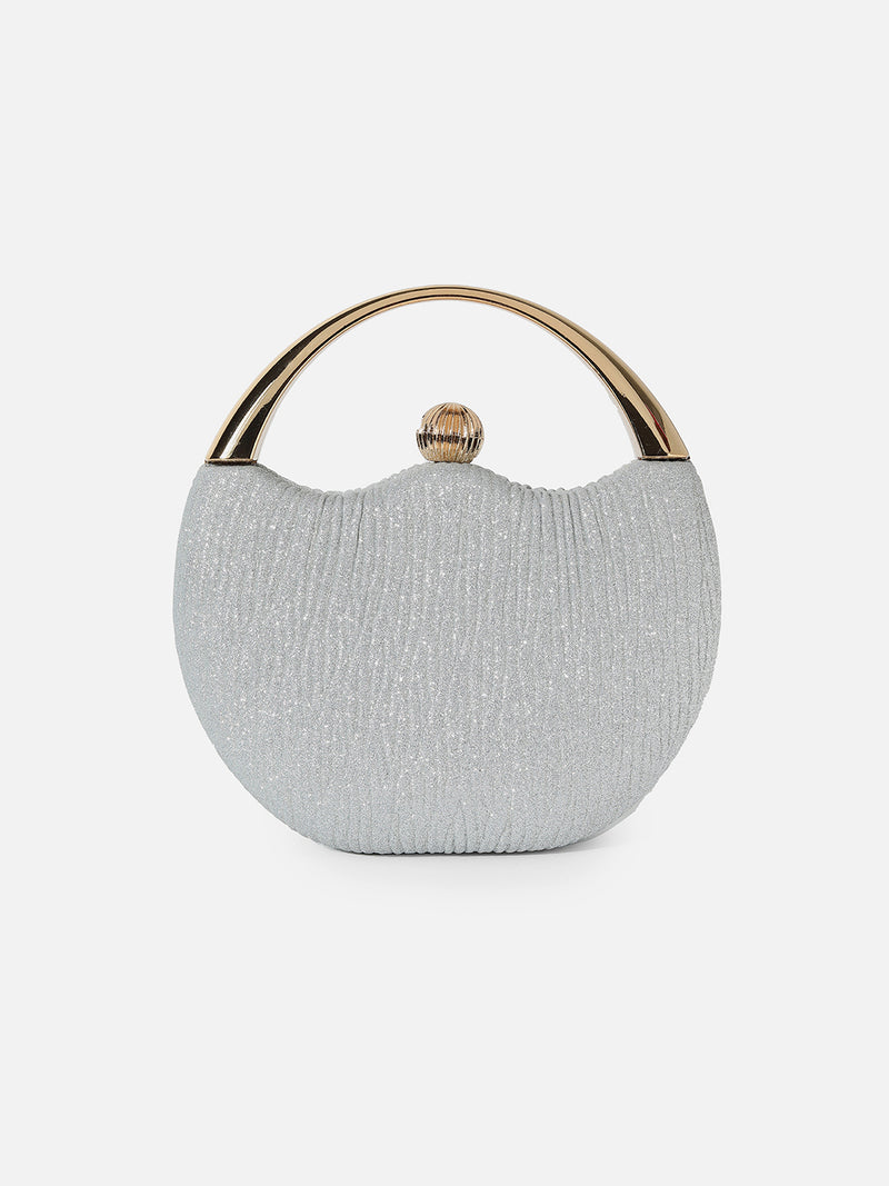 Glimmering Glitz Silver Clutch