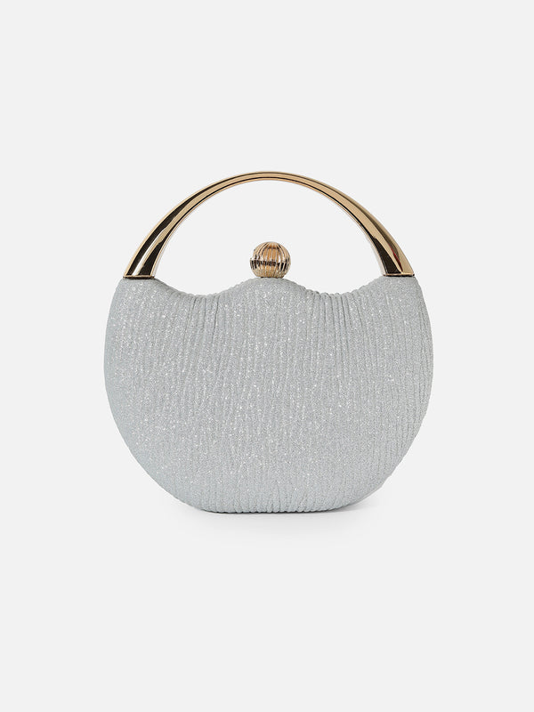 Glimmering Glitz Silver Clutch