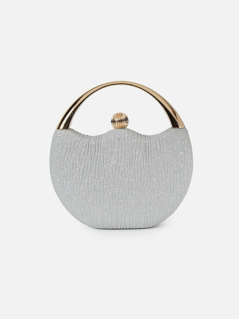 Glimmering Glitz Silver Clutch