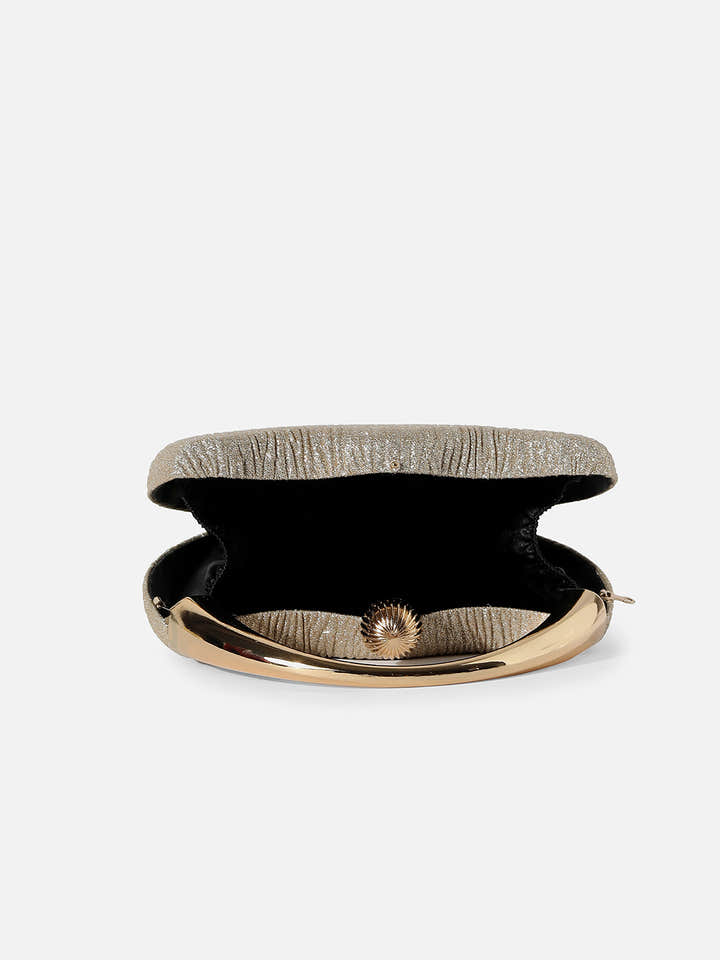 GOLD TEXTURED VEGAN LEATHER HAND BAG