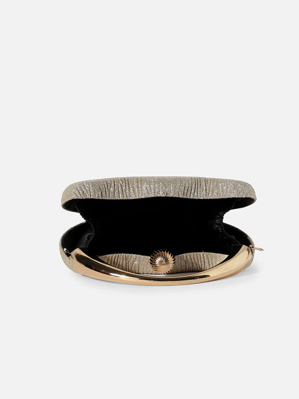 GOLD TEXTURED VEGAN LEATHER HAND BAG