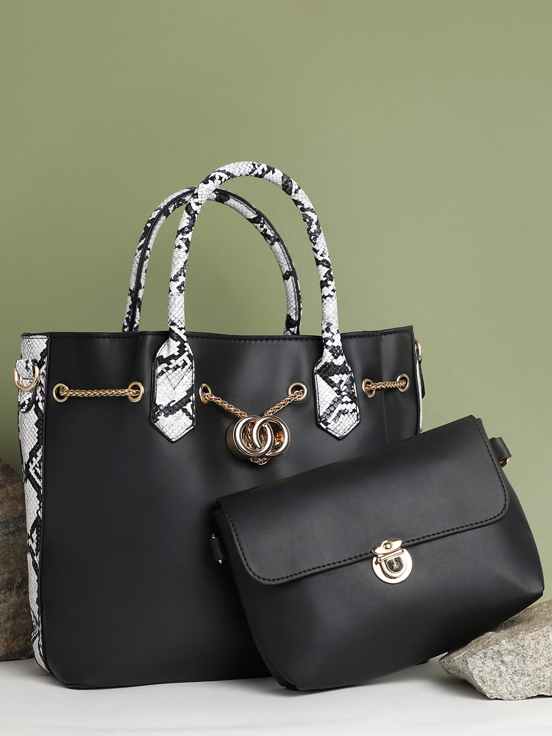 Stella Black HandBag With Pouch Set