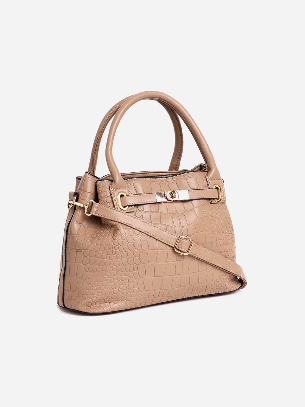 Evelyn Beige HandBag With Pouch Set
