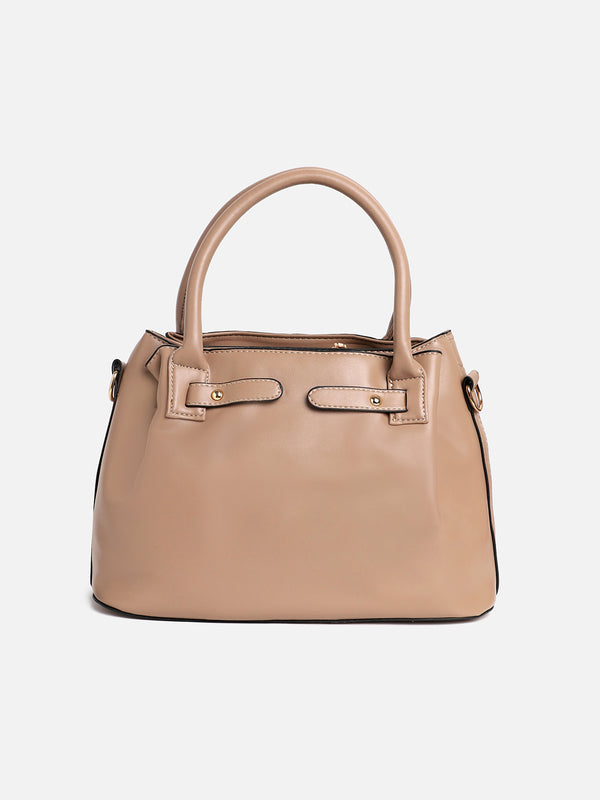 Evelyn Beige HandBag With Pouch Set
