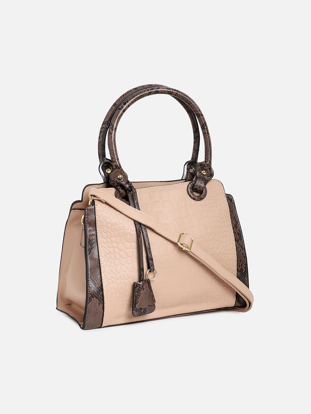 Aundrea Beige & Brown Handbag & Wallet Set