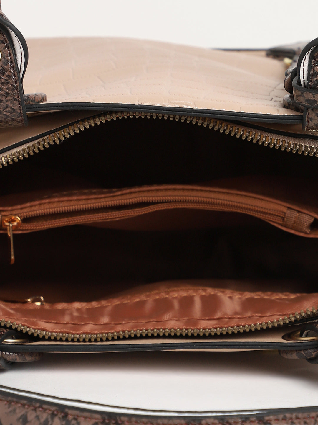 Aundrea Beige & Brown Handbag & Wallet Set
