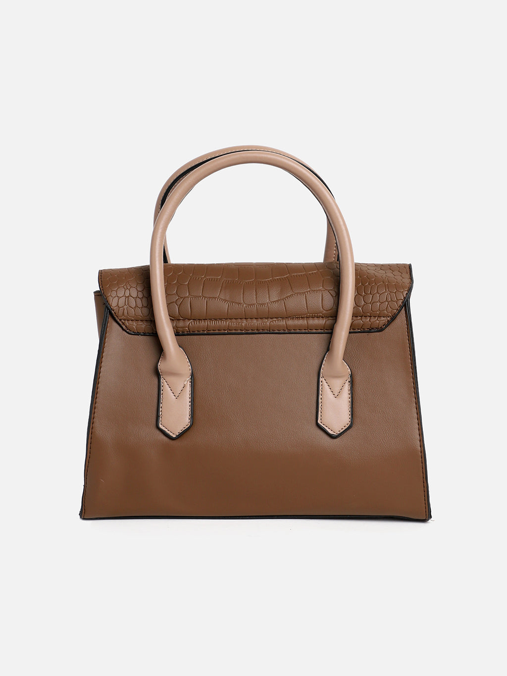 Leather Brown Luster Tote Bag With Pouch Set