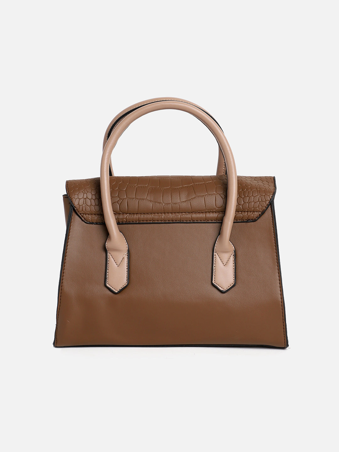 Leather Brown Luster Tote Bag With Pouch Set