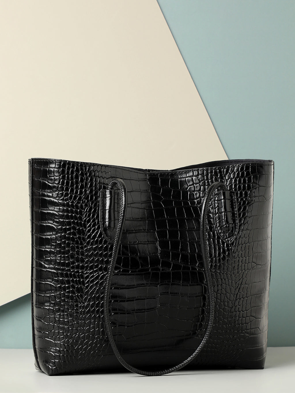 Raven Black Tote Bag With Pouch Set