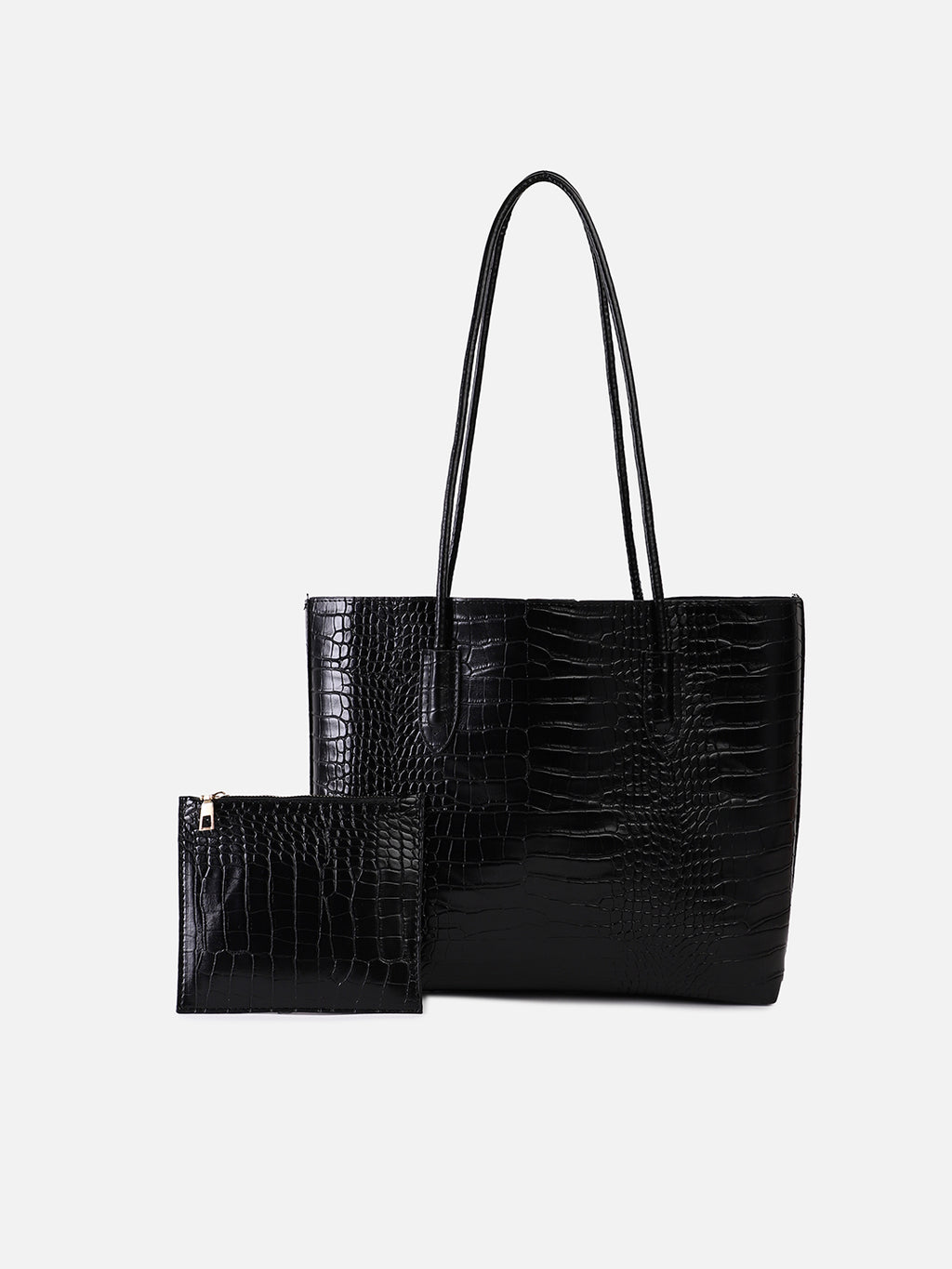Raven Black Tote Bag With Pouch Set