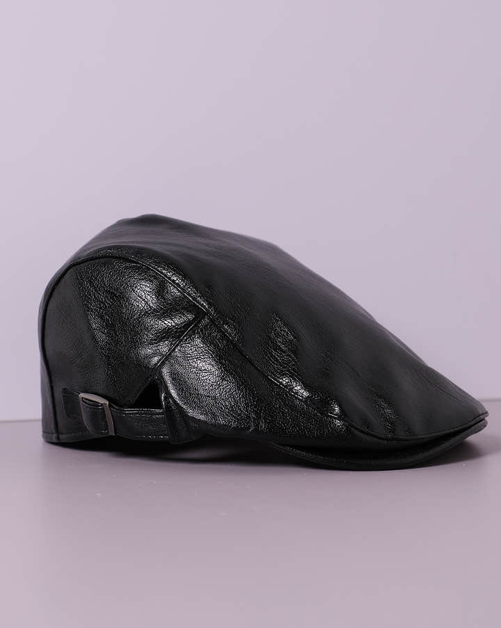 Black Solid Beret Cap