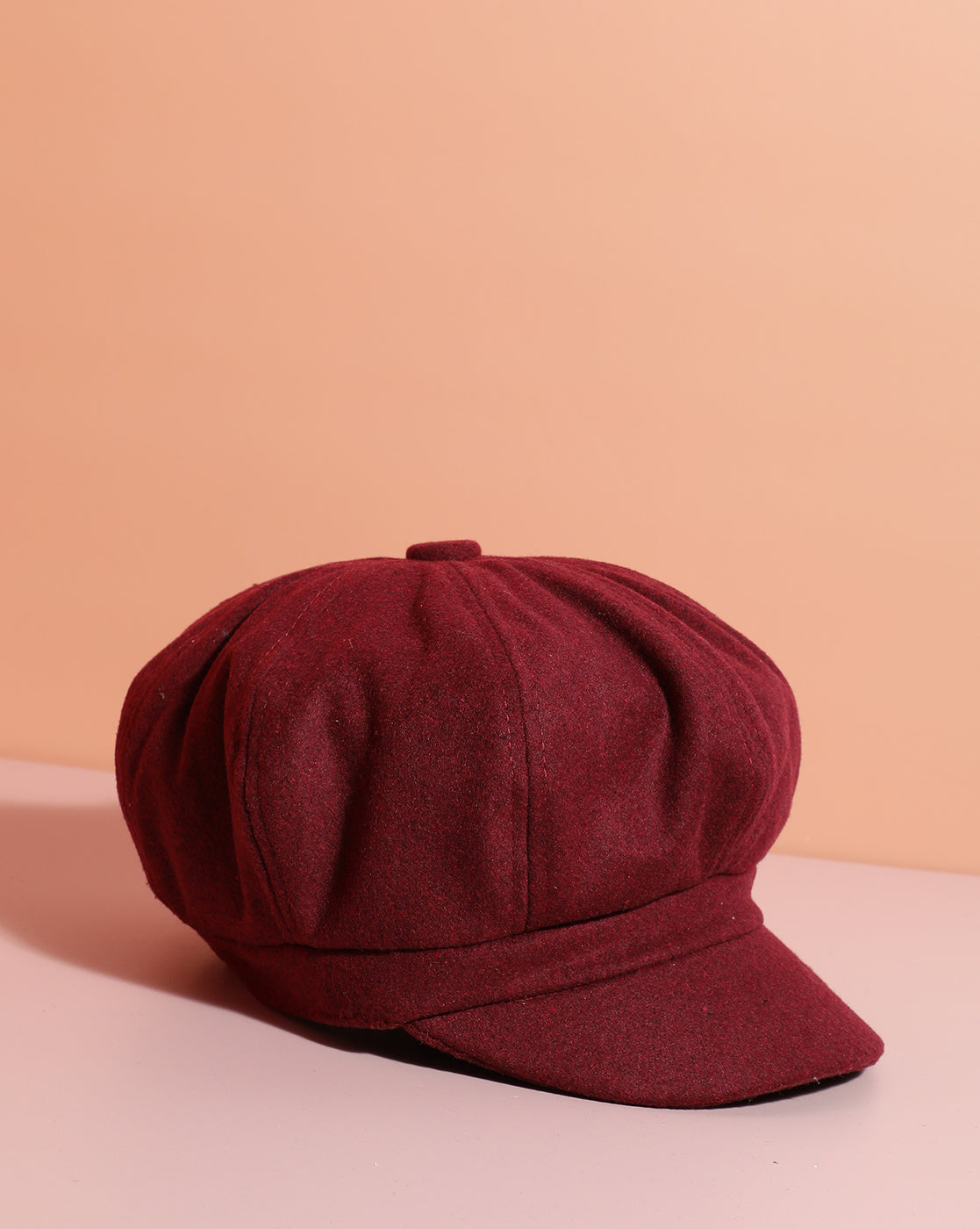 Solid Maroon Vintage Newsboy Cap