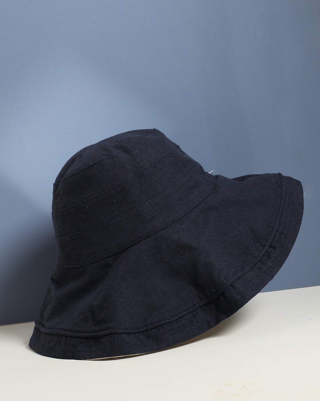 Blue Solid Bucket Hat