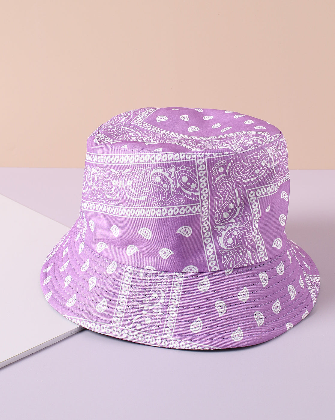 Purple Printed Vintage Bucket Hat