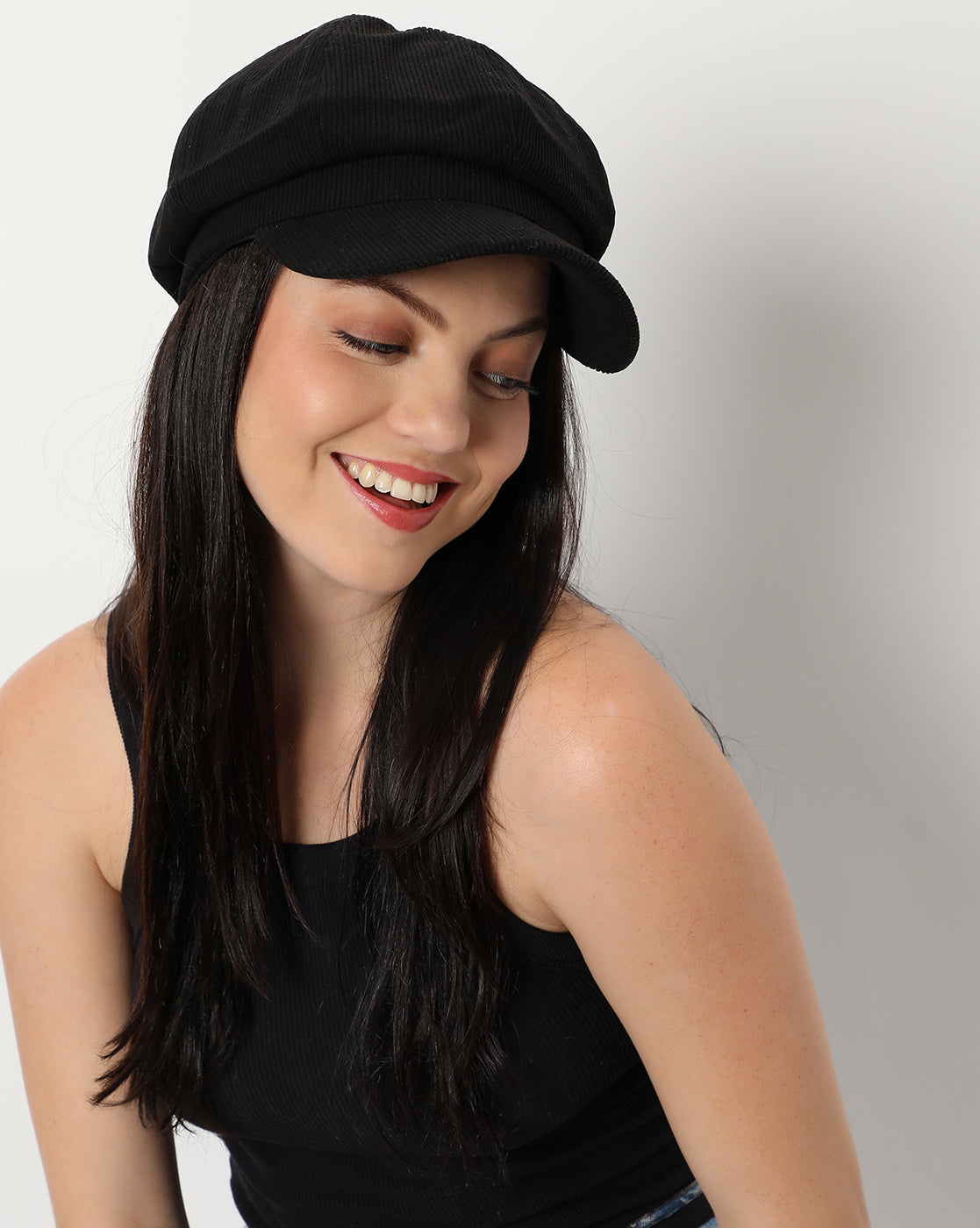 Black Vintage Newsboy Cap