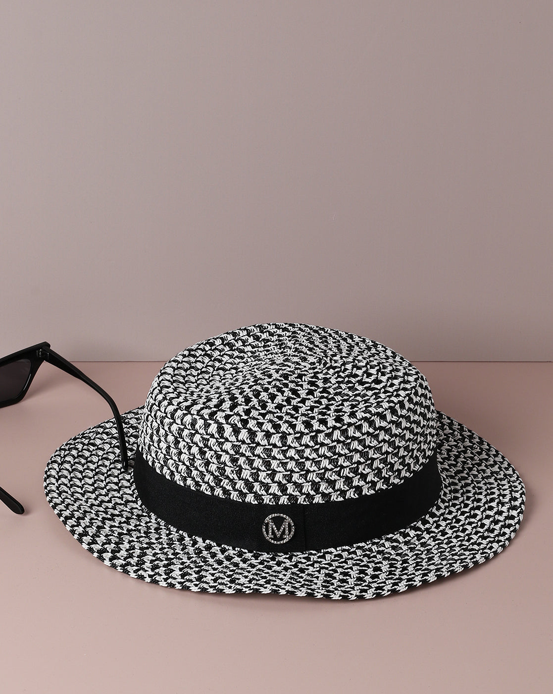 Black Printed Fedora Hat