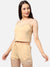 Solid Crop Top and Short Satin Night Wear Set For Women