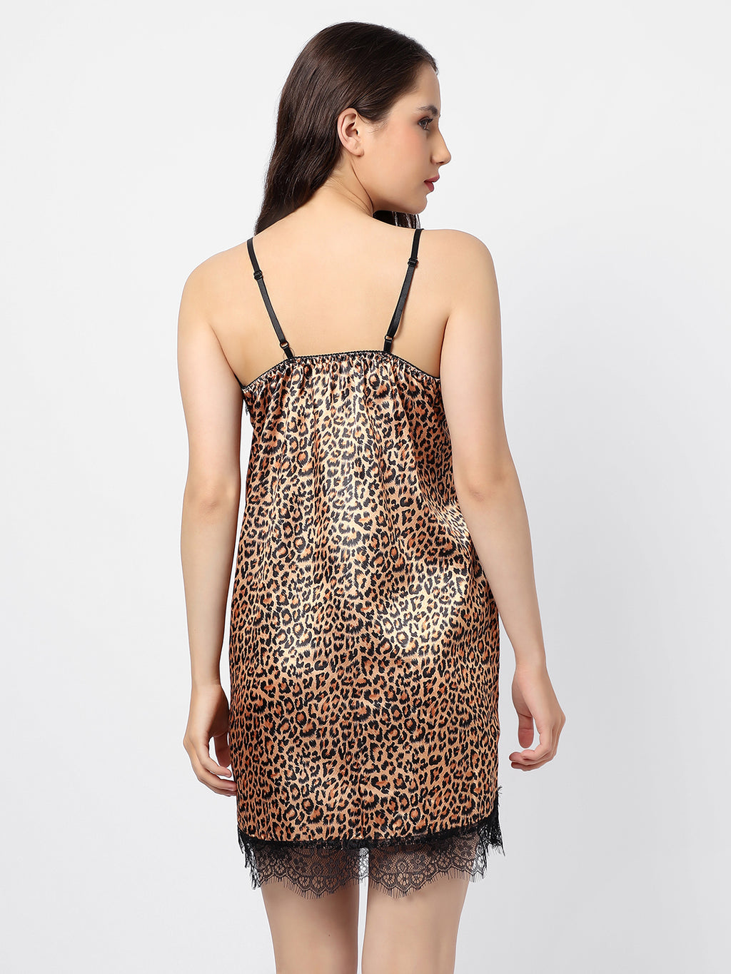 Printed Dress & Coat Satin Night Wear Set