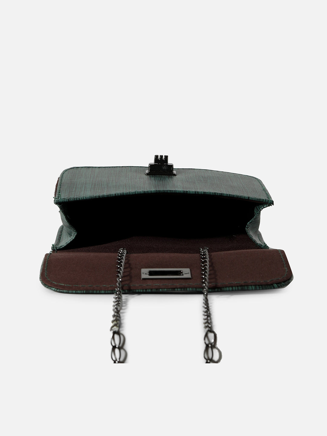 FOREST GREEN TEXTURED VEGAN LEATHER SLING BAG