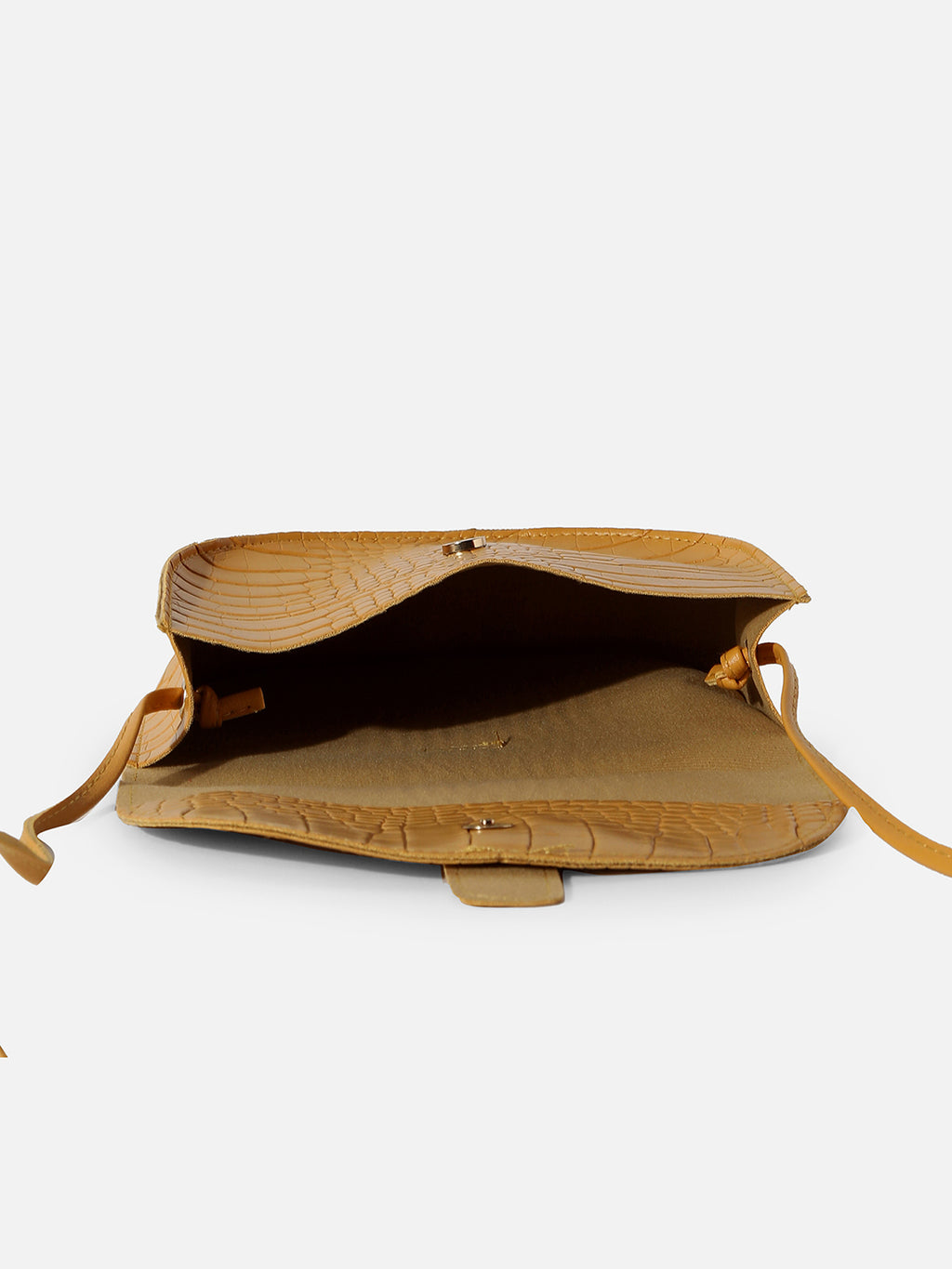 MUSTARD YELLOW TEXTURED VEGAN LEATHER SLING BAG
