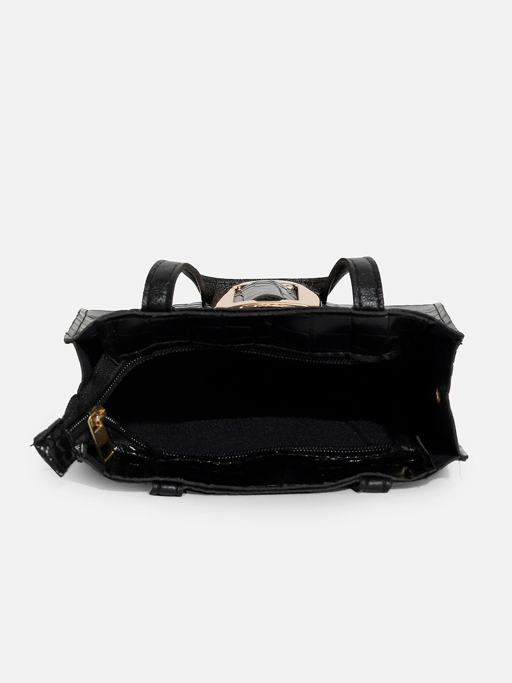 BLACK TEXTURED VEGAN LEATHER SLING BAG