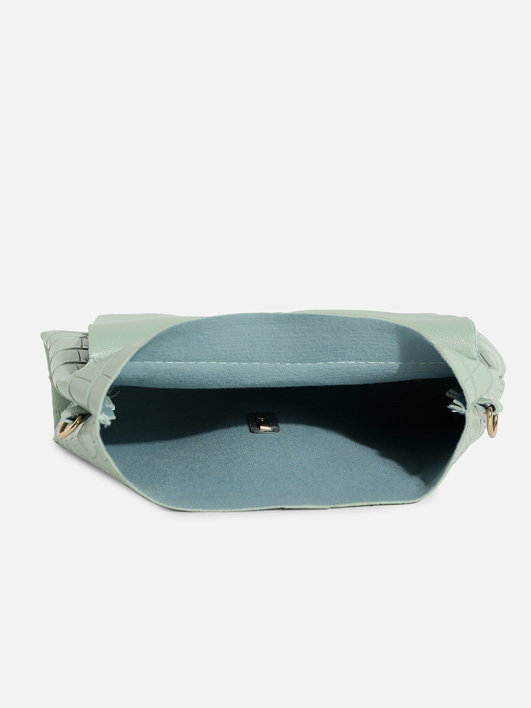 SAGE GREEN TEXTURED VEGAN LEATHER SLING BAG