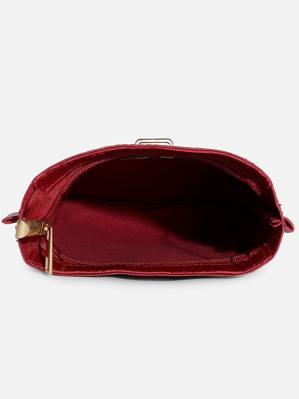 MAROON RED SOLID VEGAN LEATHER SLING BAG