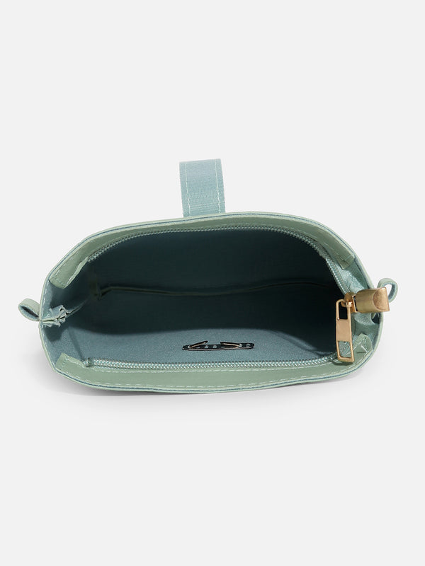 SAGE GREEN SOLID VEGAN LEATHER SLING BAG