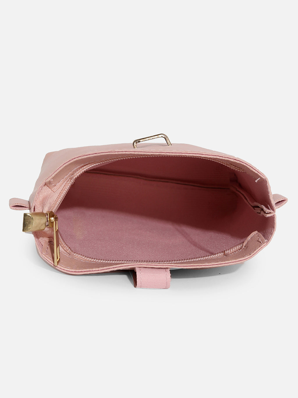 PINK SOLID VEGAN LEATHER SLING BAG
