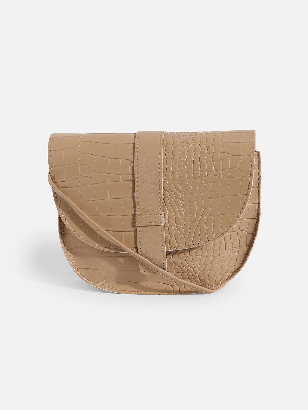 Croco Beige Cross Body Bag