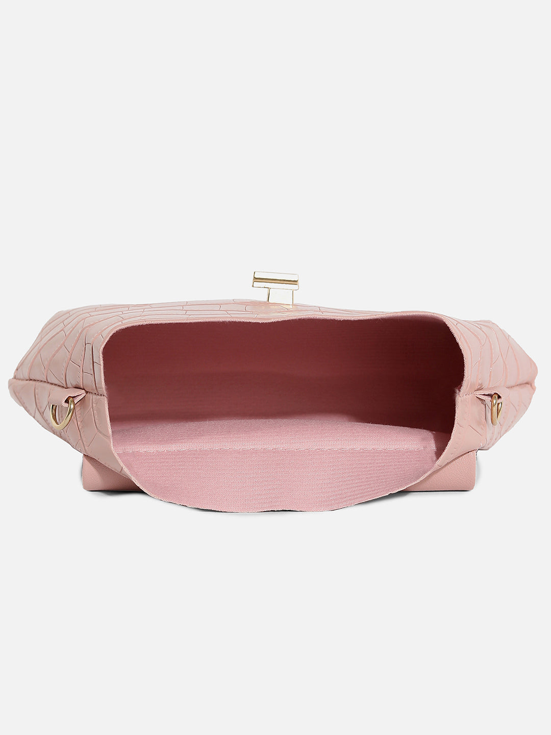 PINK TEXTURED VEGAN LEATHER SLING BAG