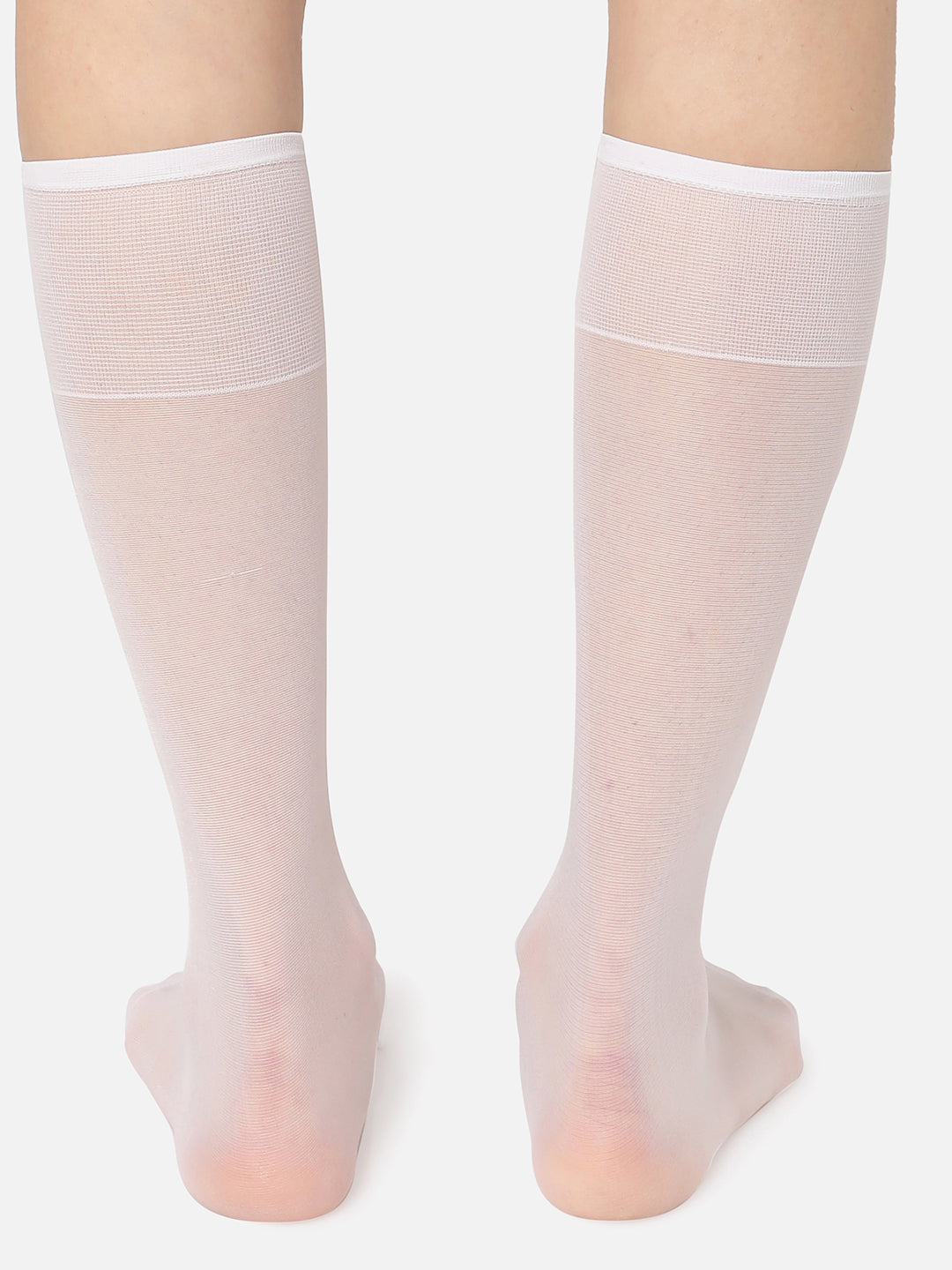 White Solid Sheer Calf Length Socks