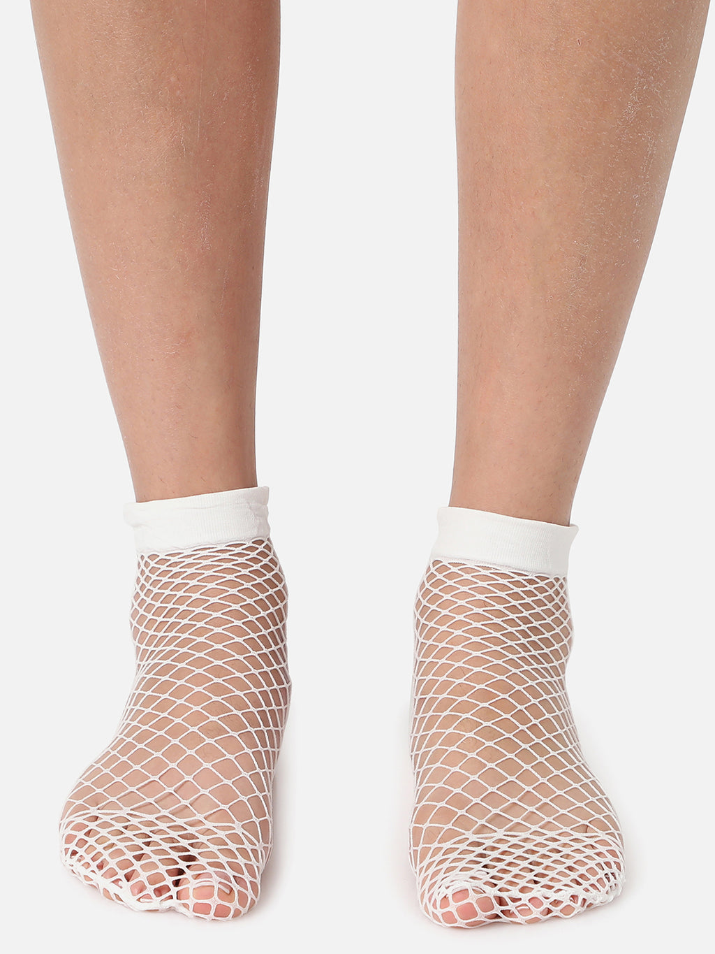 White Fishnet Ankle Length Socks