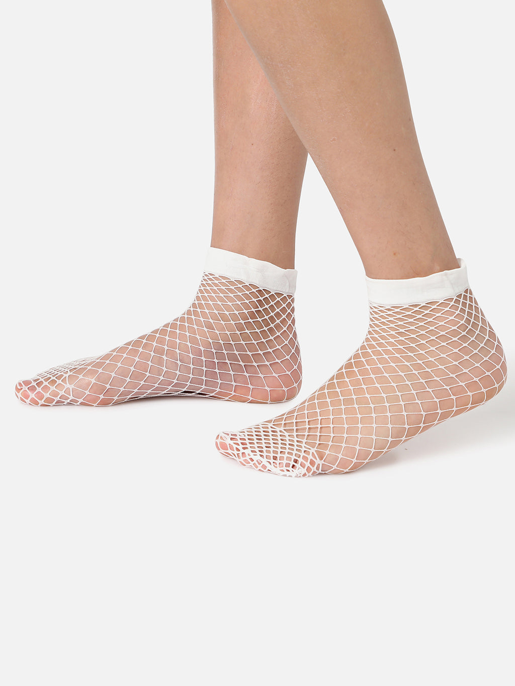 White Fishnet Ankle Length Socks