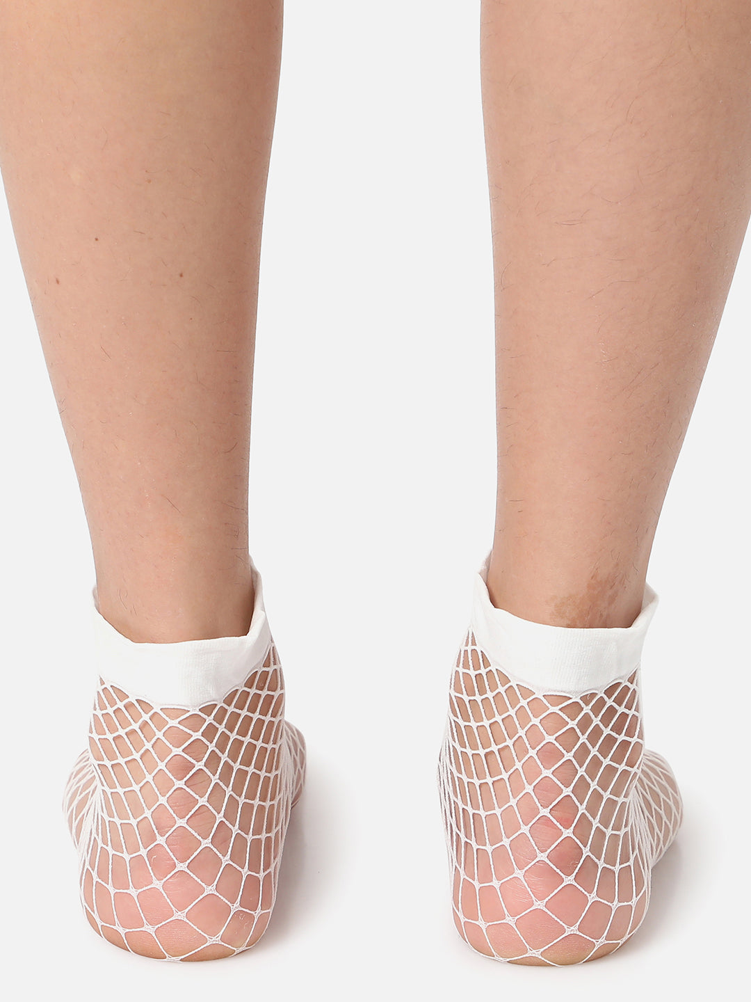 White Fishnet Ankle Length Socks