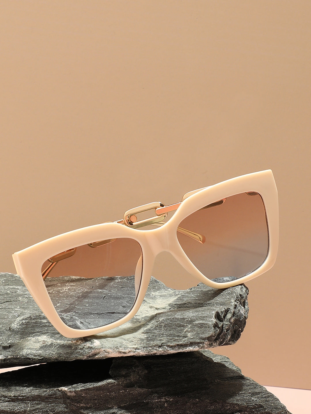 White Frame Gold Stem Cat Eye Sunglass