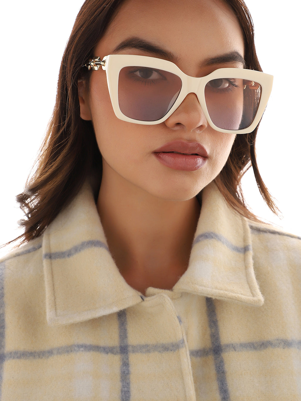 White Frame Gold Stem Cat Eye Sunglass