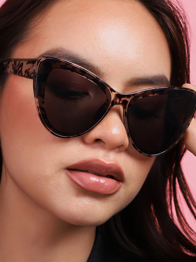 Animal Print Frame Tinted Lens Cat Eye Sunglass