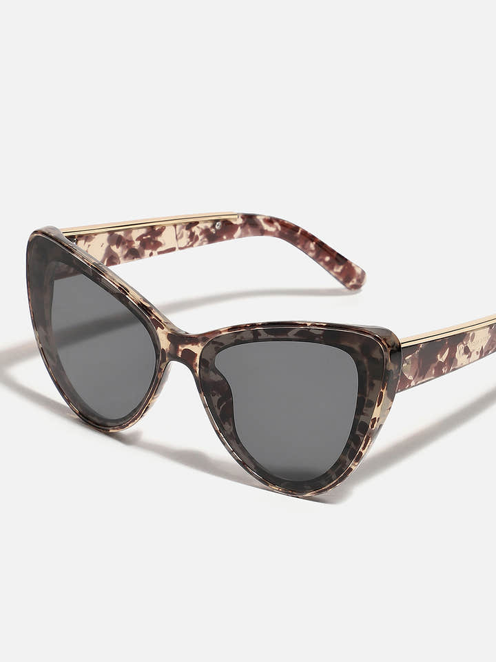 ANIMAL PRINT FRAME TINTED LENS CAT EYE SUNGLASS