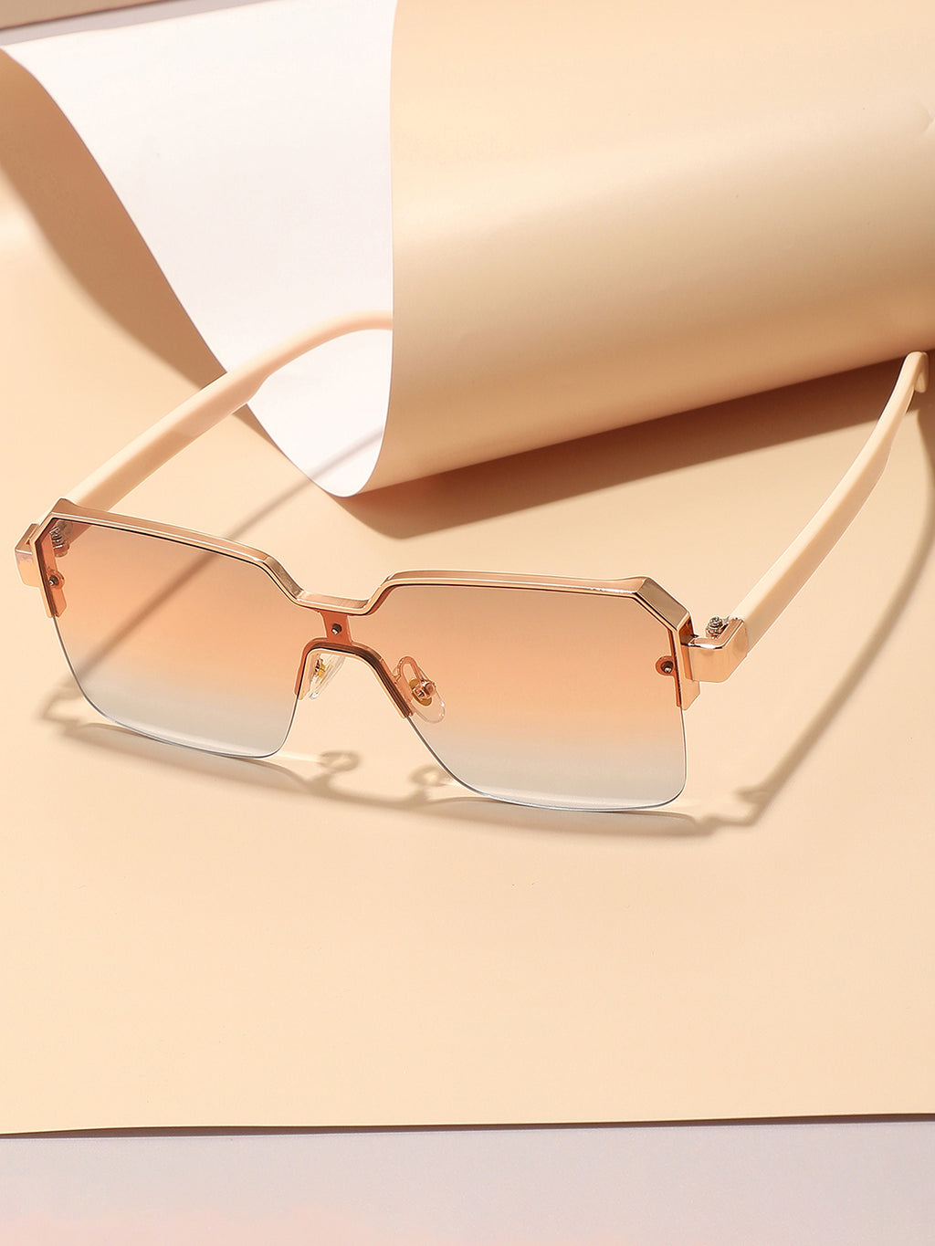 Gold Rectangular Sunglasses