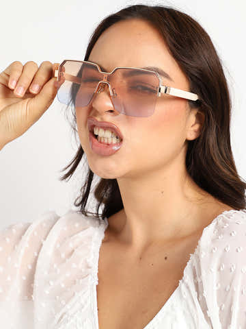 Gold Rectangular Sunglasses